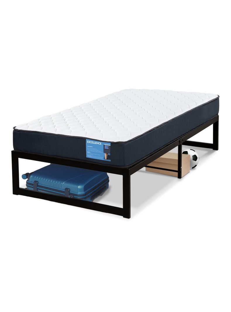 Cama Europea Iron Smart Excellence 1.5 Plazas + Respaldo Black + Faldón-3