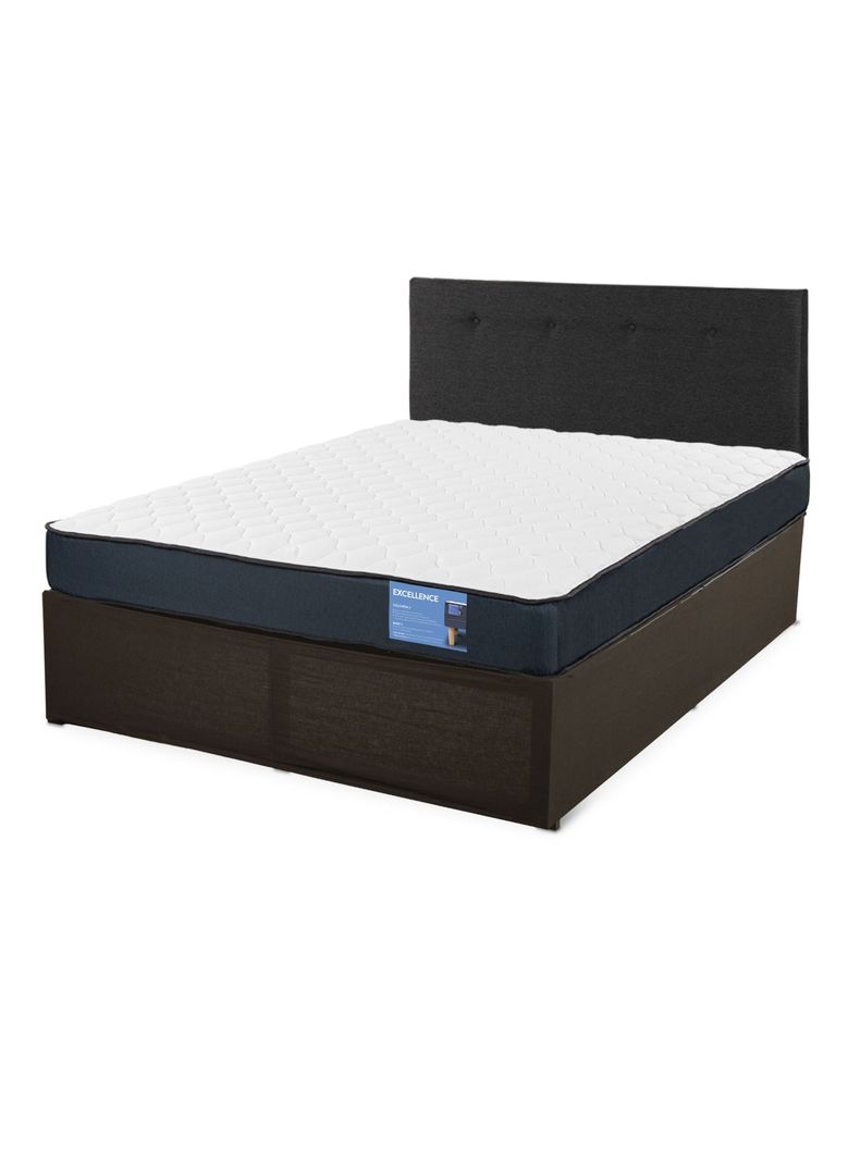 Cama Europea Iron Smart Excellence 2 Plazas + Respaldo Black + Faldón-0