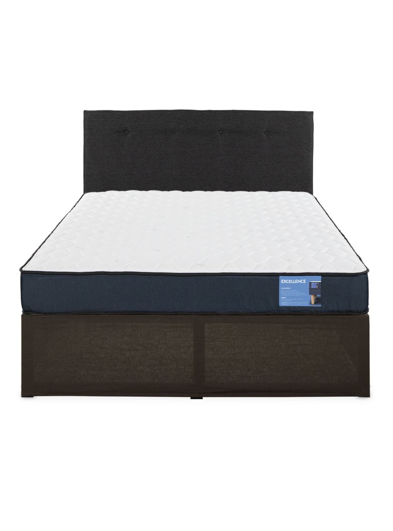 Cama Europea Iron Smart Excellence 2 Plazas + Respaldo Black + Faldón-2