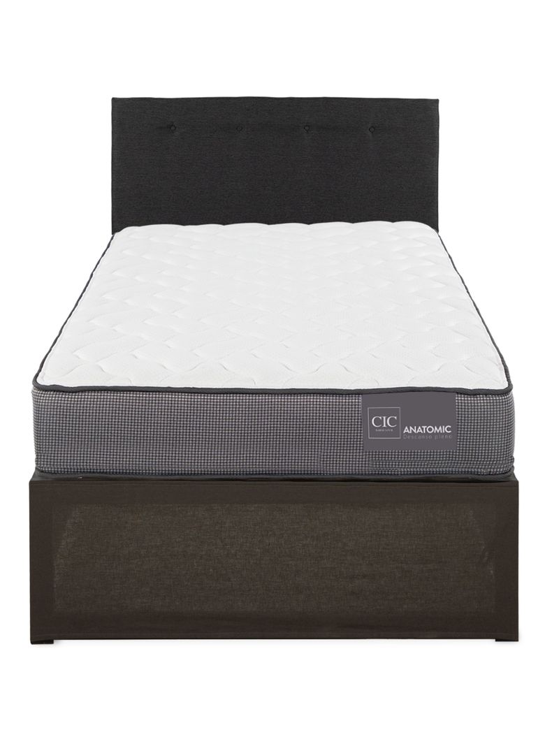 Cama Europea Iron Smart Anatomic 1.5 Plazas + Respaldo Black + Faldón-2
