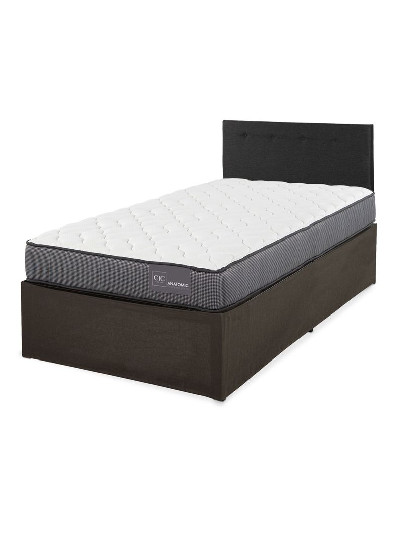 Cama Europea Iron Smart Anatomic 1.5 Plazas + Respaldo Black + Faldón-0