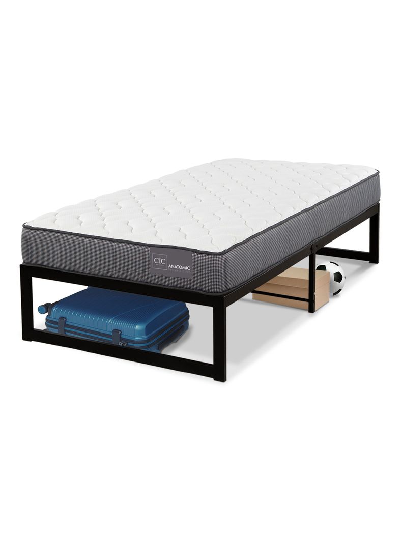 Cama Europea Iron Smart Anatomic 1.5 Plazas + Respaldo Black + Faldón-3