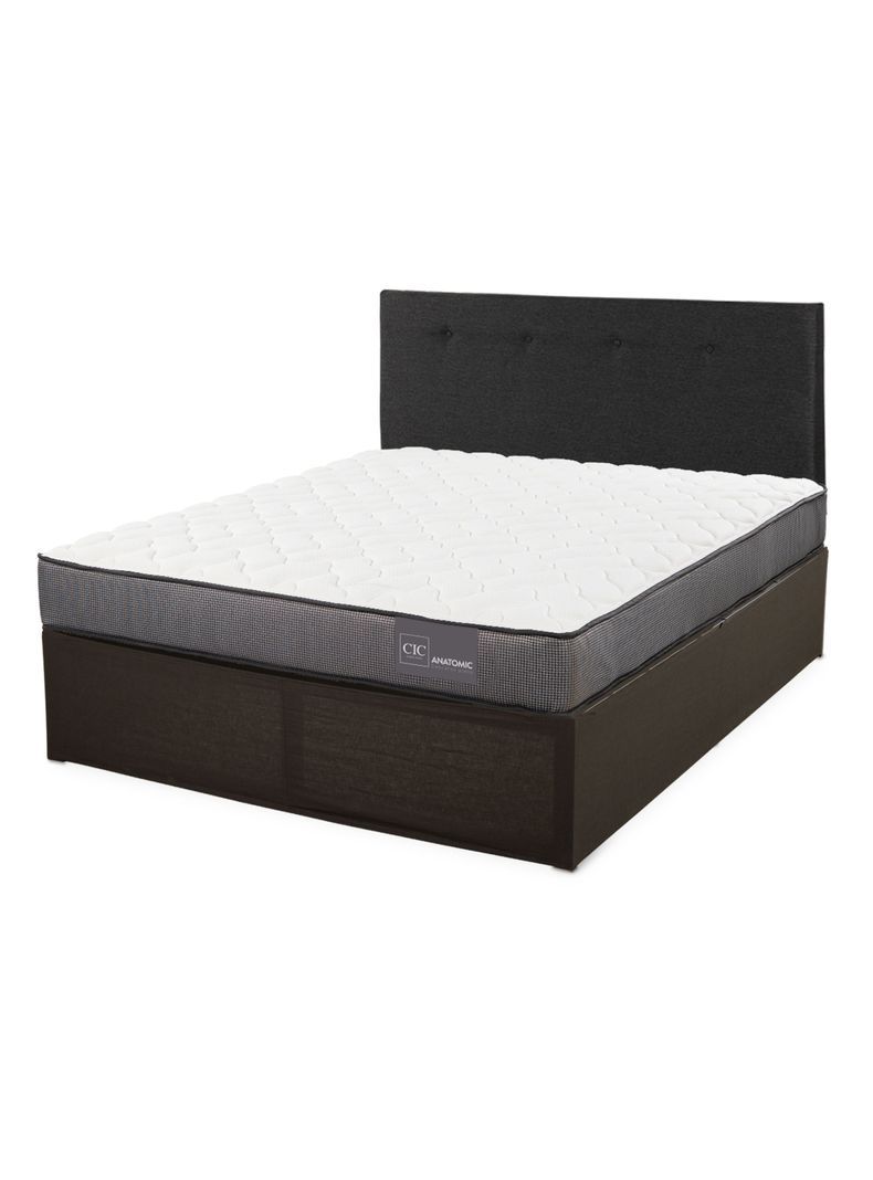 Cama Europea Iron Smart Anatomic 2 Plazas + Respaldo Black + Faldón-0
