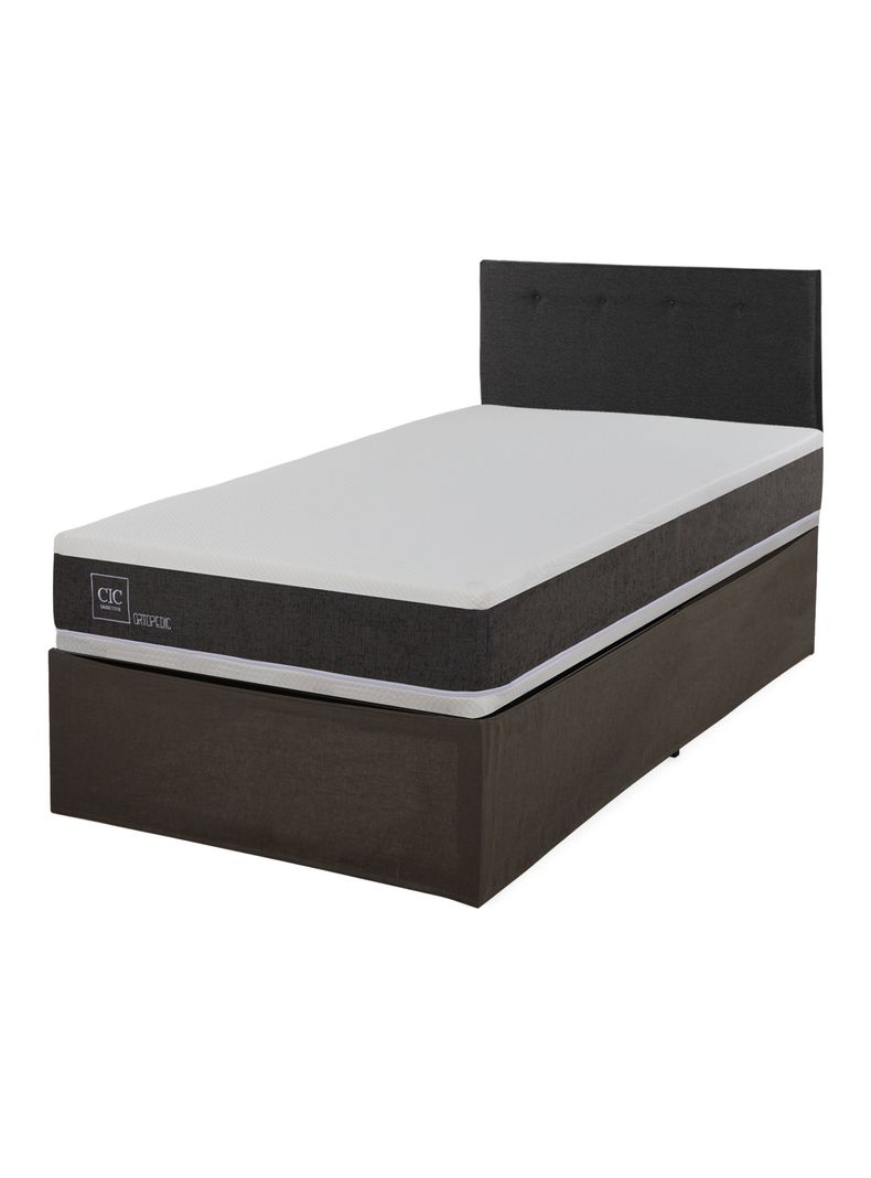 Cama Europea Iron Smart Ortopedic 1.5 Plazas + Respaldo Black + Faldón-0