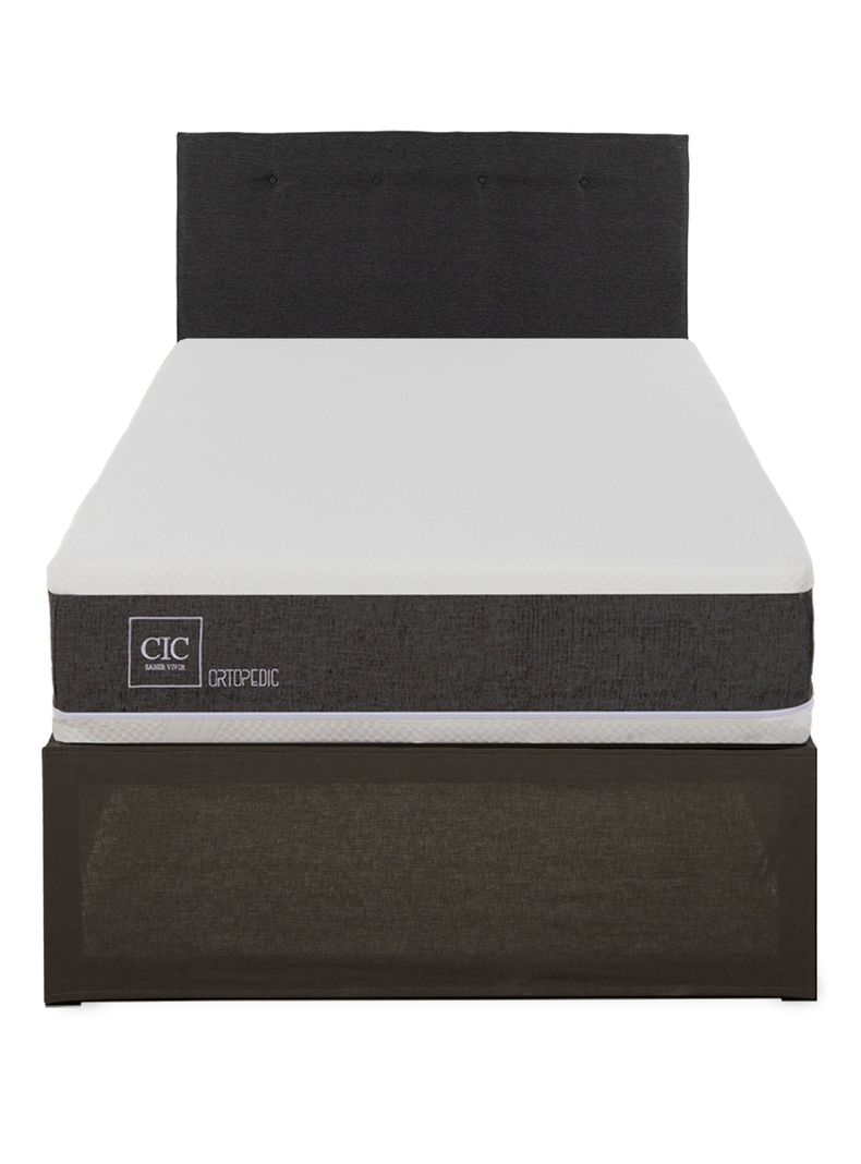 Cama Europea Iron Smart Ortopedic 1.5 Plazas + Respaldo Black + Faldón-2