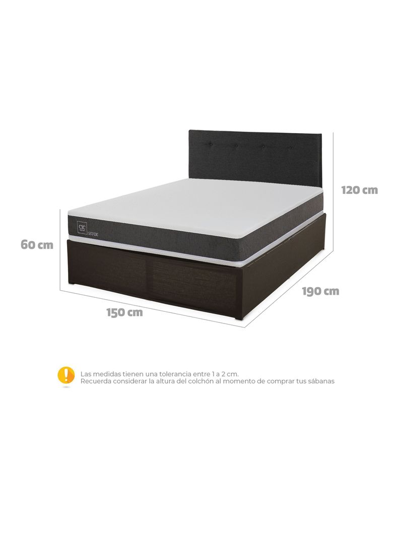 Cama Europea Iron Smart Ortopedic 2 Plazas + Respaldo Black + Faldón-1