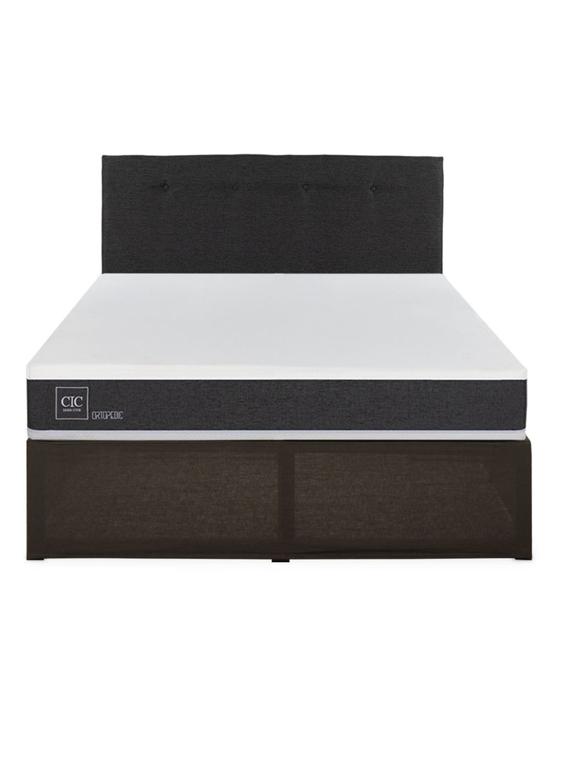 Cama Europea Iron Smart Ortopedic 2 Plazas + Respaldo Black + Faldón-2