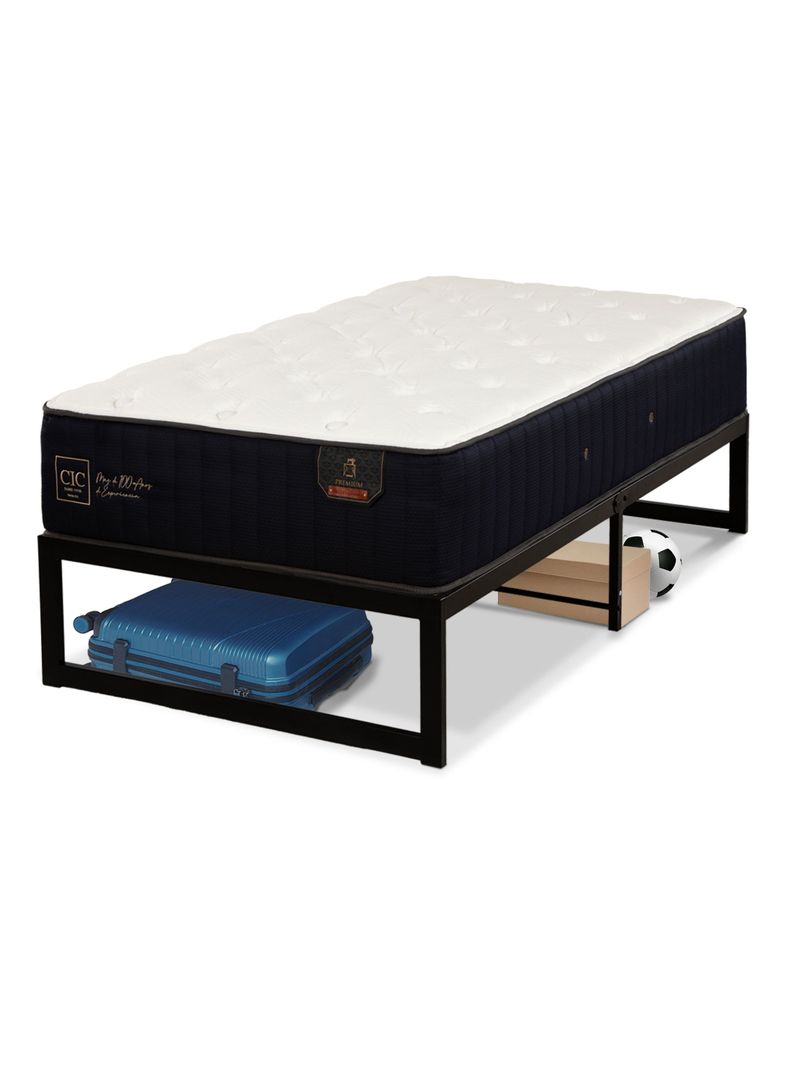 Cama Europea Iron Smart Premium 1.5P Plazas + Respaldo Black + Faldón-3