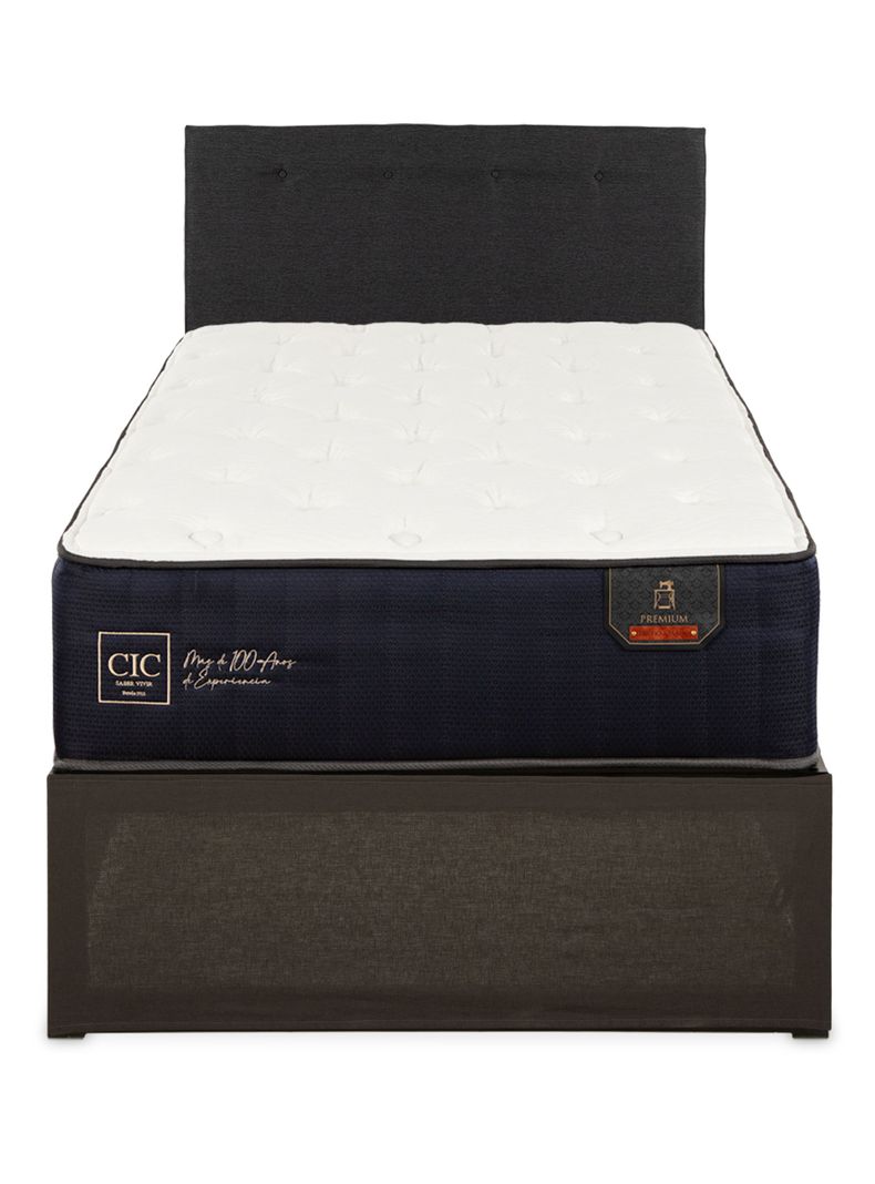Cama Europea Iron Smart Premium 1.5P Plazas + Respaldo Black + Faldón-2