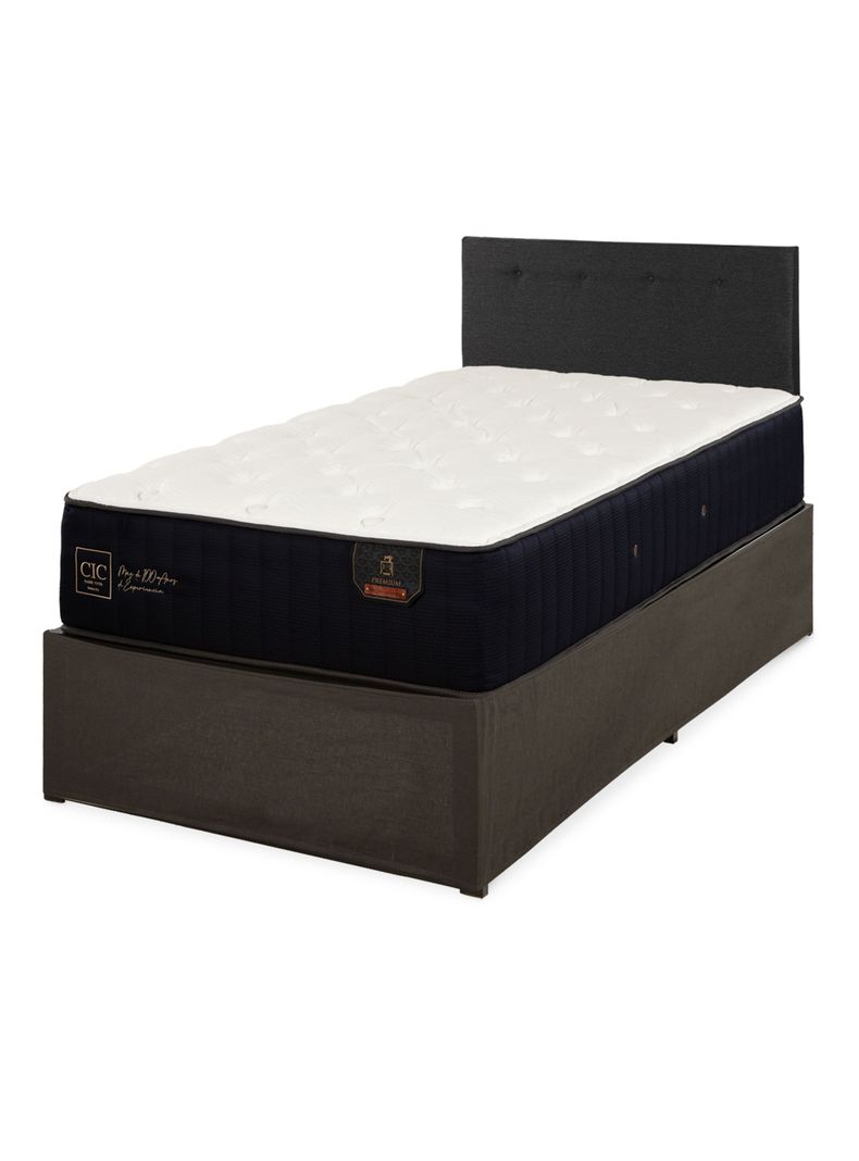 Cama Europea Iron Smart Premium 1.5P Plazas + Respaldo Black + Faldón-0