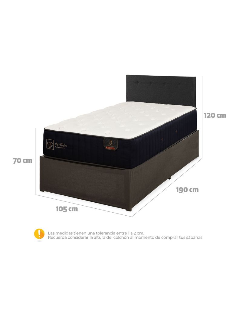 Cama Europea Iron Smart Premium 1.5P Plazas + Respaldo Black + Faldón-1