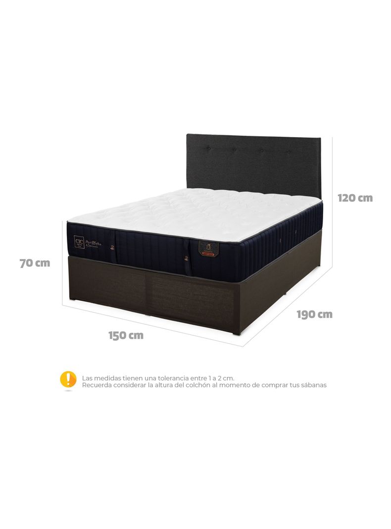 Cama Europea Iron Smart Premium 2 Plazas + Respaldo Black + Faldón-1
