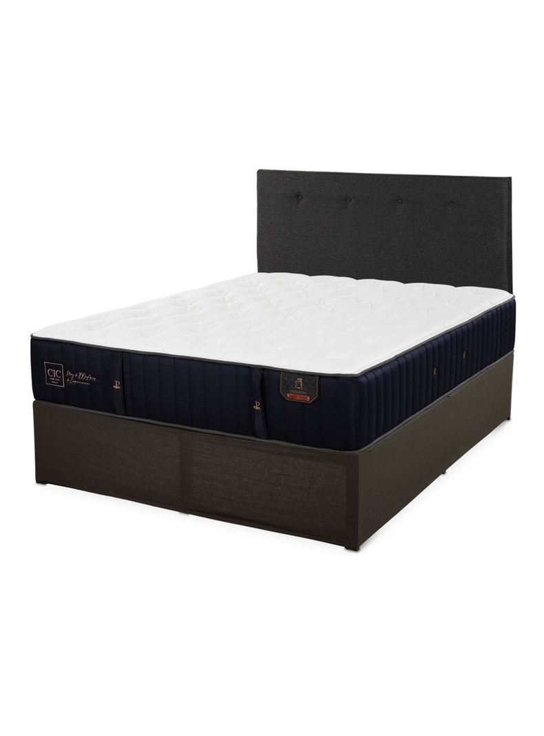 Cama Europea Iron Smart Premium 2 Plazas + Respaldo Black + Faldón-0