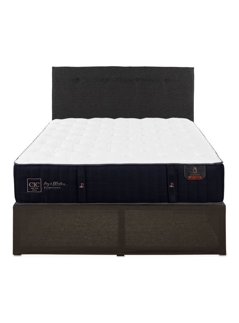 Cama Europea Iron Smart Premium 2 Plazas + Respaldo Black + Faldón-2