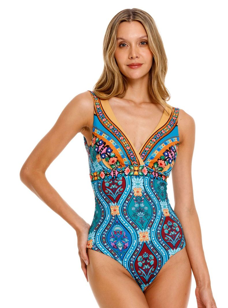Traje de Baño Bikini Estampado Corte V-0