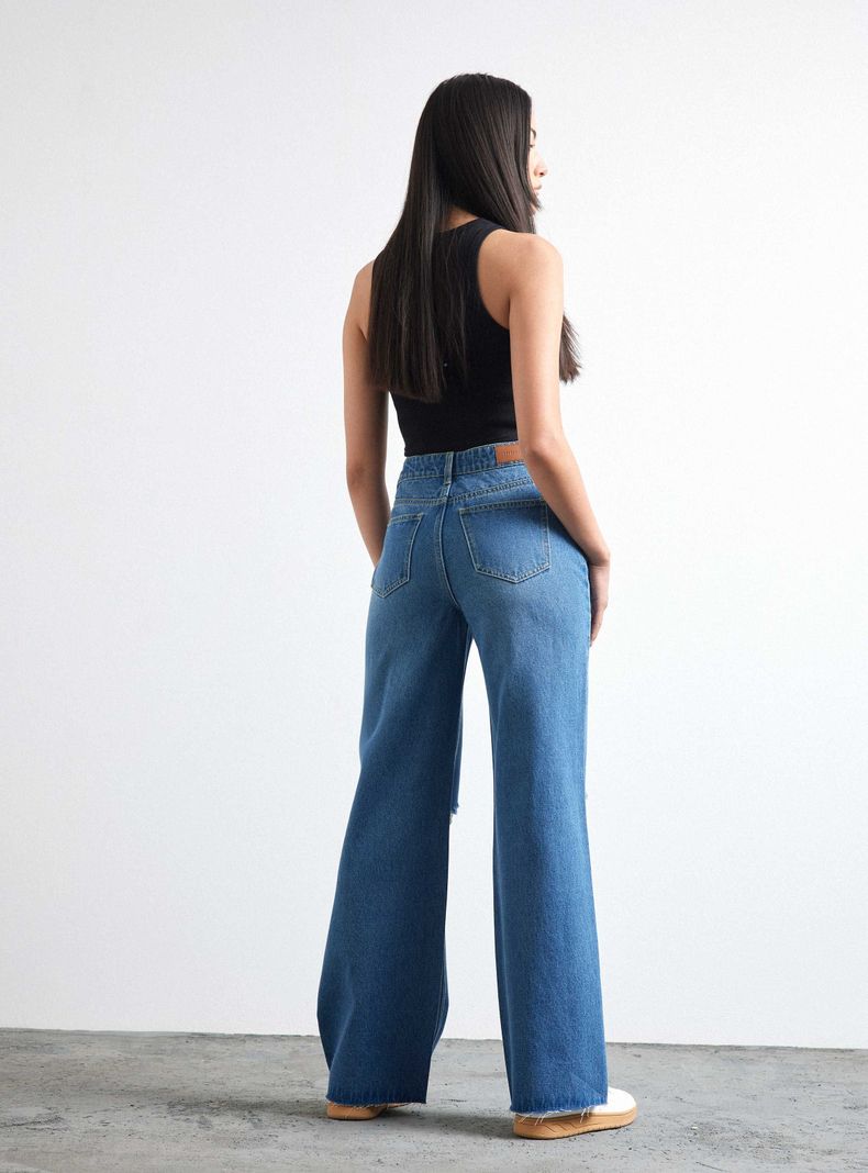 Jeans Wide Leg Roturas Rodilla-5