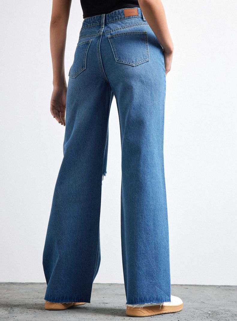 Jeans Wide Leg Roturas Rodilla-1