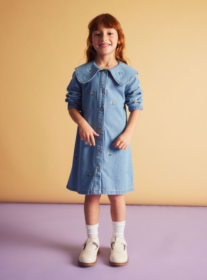 Vestido Denim Full Bordado-0