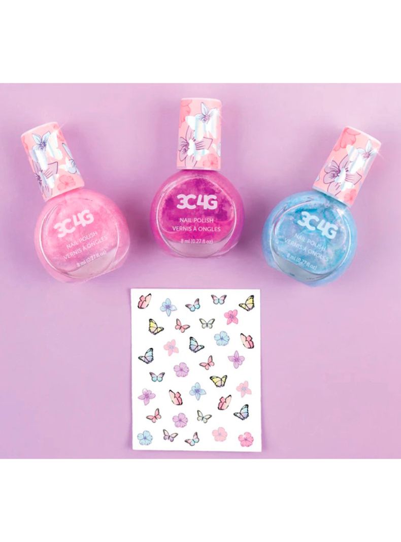 Trío de Esmalte de Uñas Pegatinas de Mariposas-1