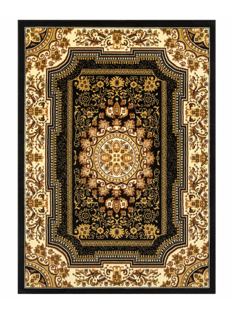 Alfombra 200 x 290 cm Kashan King Negro-Dorado-0