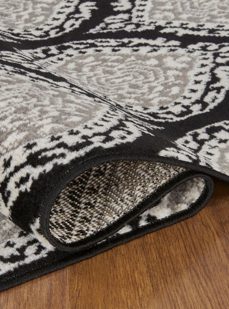 Alfombra 200 x 290 cm Kashan King Negro-Blanco-1