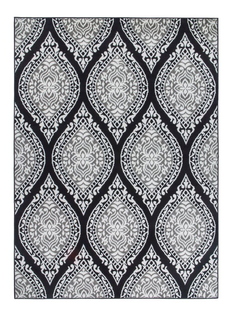 Alfombra 200 x 290 cm Kashan King Negro-Blanco-0