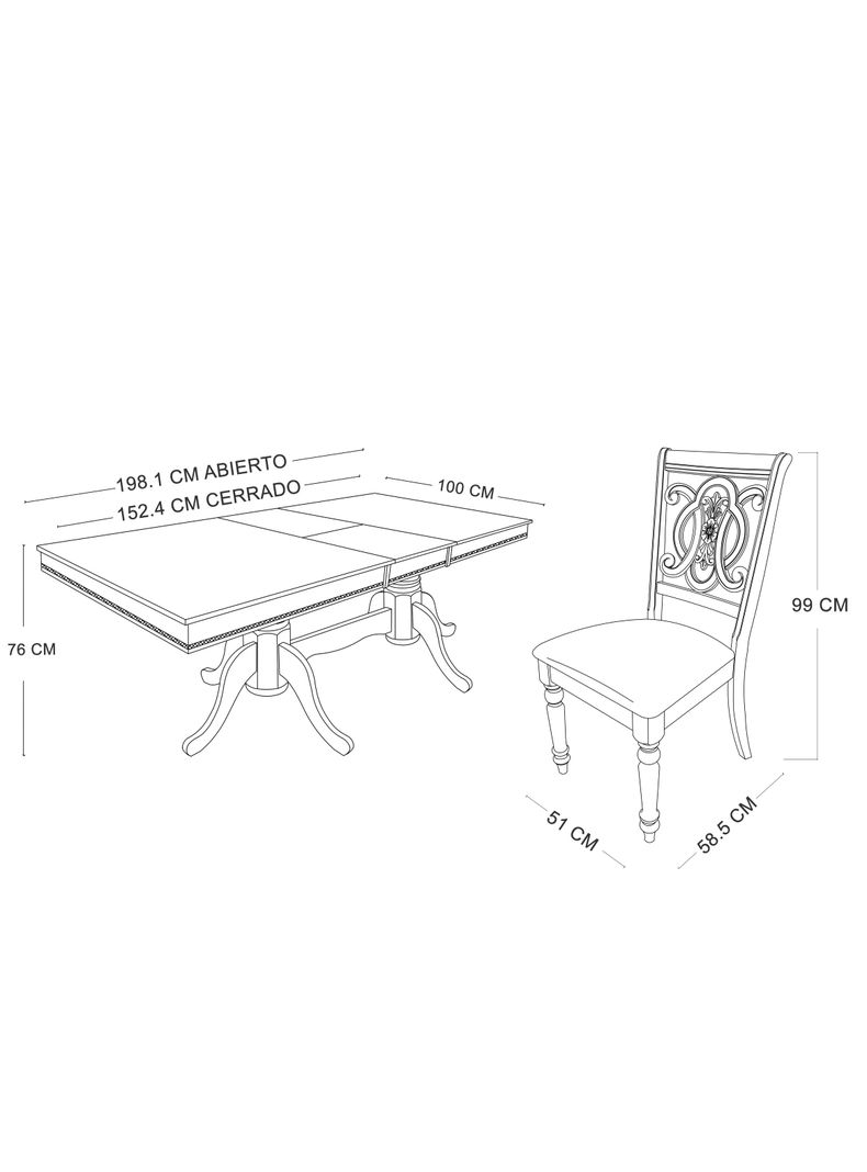 Juego de Comedor Extensible Escocia 4 Sillas + 2 Sitiales-2