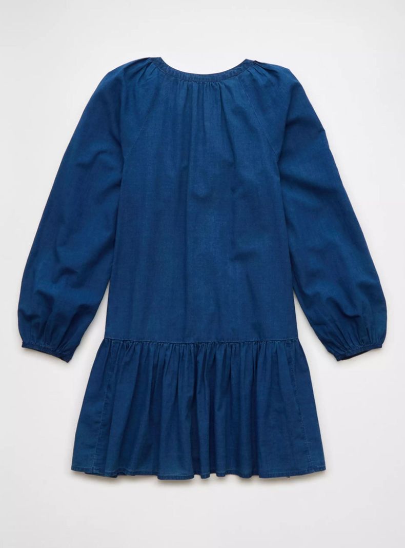 Vestido Ae Corto Estilo Camisa con Cintura Caída-4