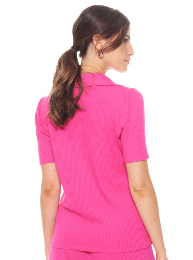 Polera Manga Corta Sólida Escote Cuello V-1