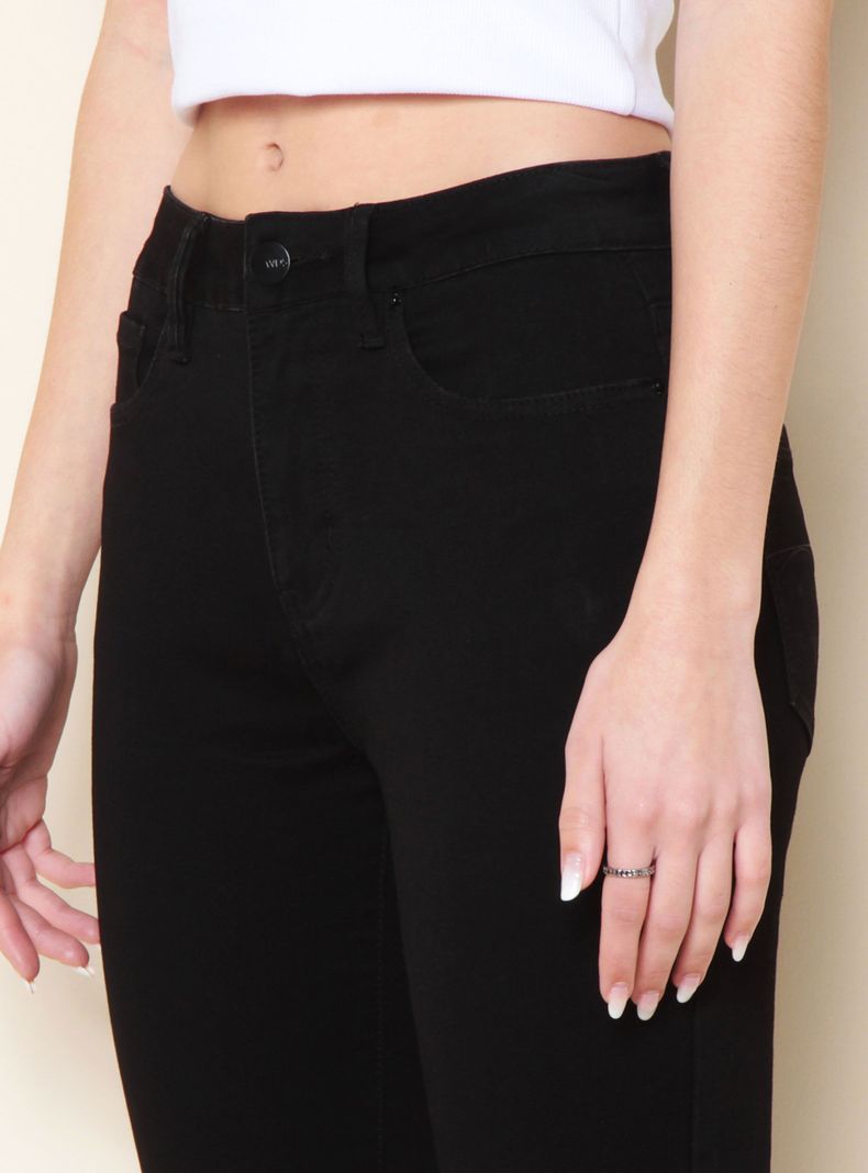 Jeans Flare Cargo Tiro Alto Pretina con Botón-2