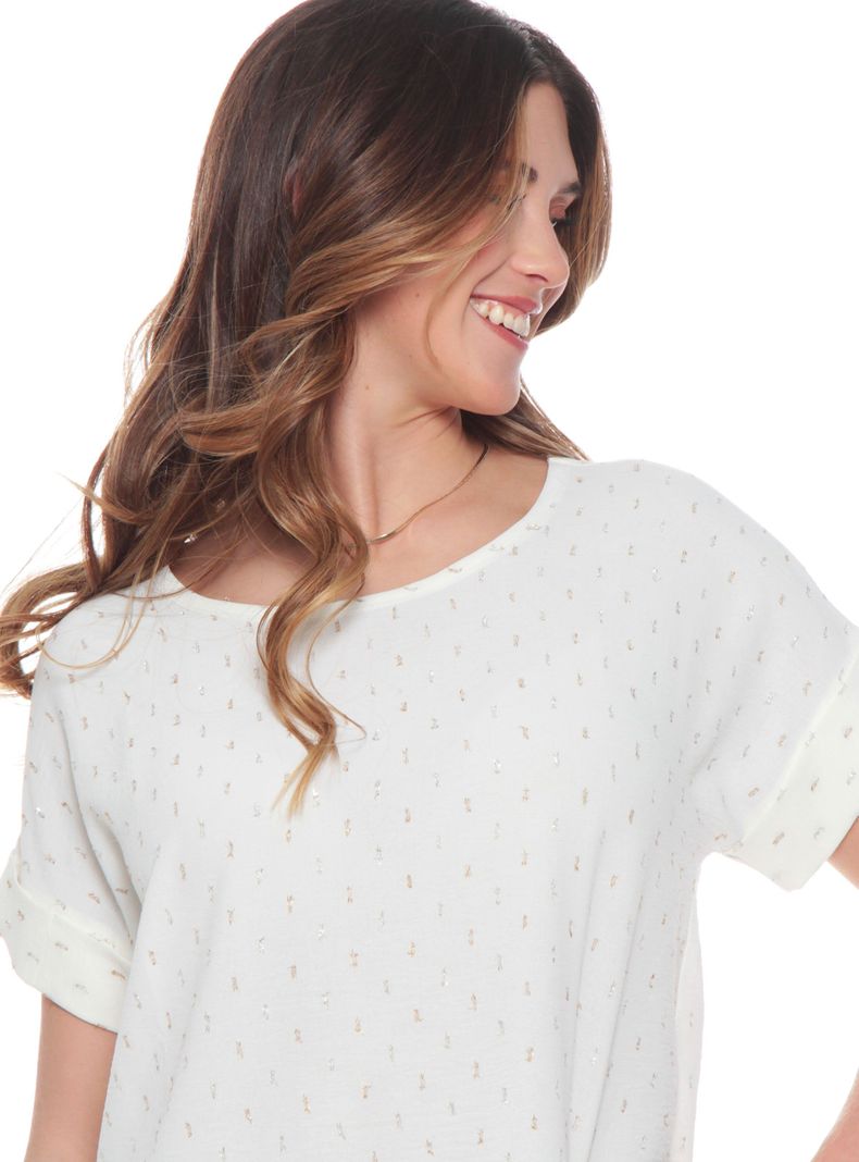 Blusa Manga Corta Escote Redondo con Lurex-2