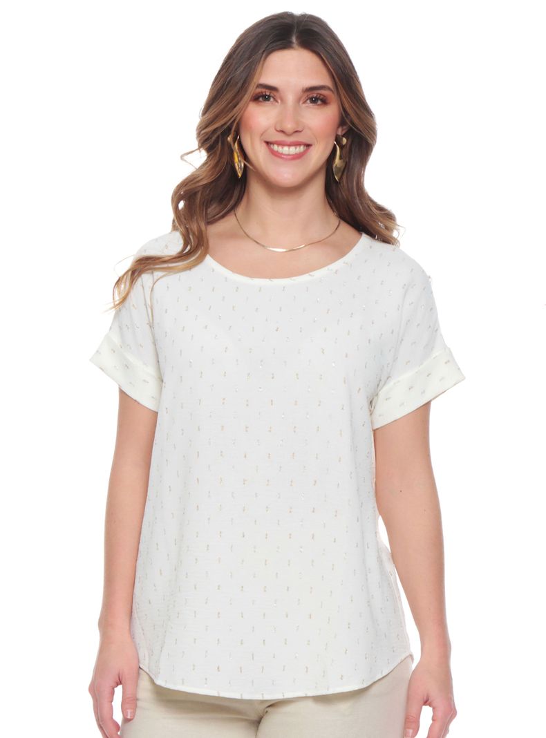 Blusa Manga Corta Escote Redondo con Lurex-0