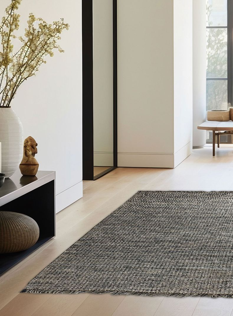 Alfombra Yute Melange 240x340 cm Negro-2