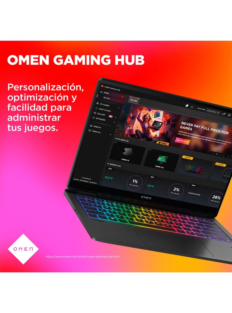 Notebook Gaming OMEN 14-fb0004la Intel Core Ultra 9 NVIDIA GeForce RTX 4070 32GB RAM 2TB SSD  14" 2.8K 120 Hz Windows 11 Home-8