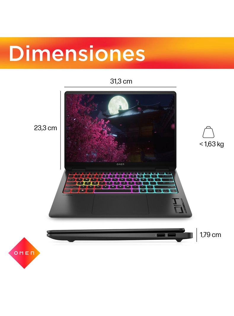 Notebook Gaming OMEN 14-fb0004la Intel Core Ultra 9 NVIDIA GeForce RTX 4070 32GB RAM 2TB SSD  14" 2.8K 120 Hz Windows 11 Home-1