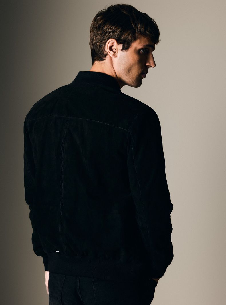 Chaqueta Bomber Cuero Gamuza-1