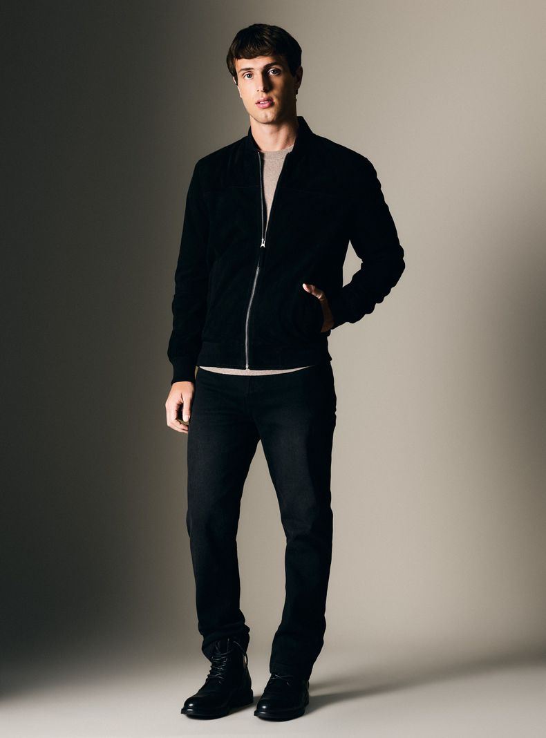 Chaqueta Bomber Cuero Gamuza-4