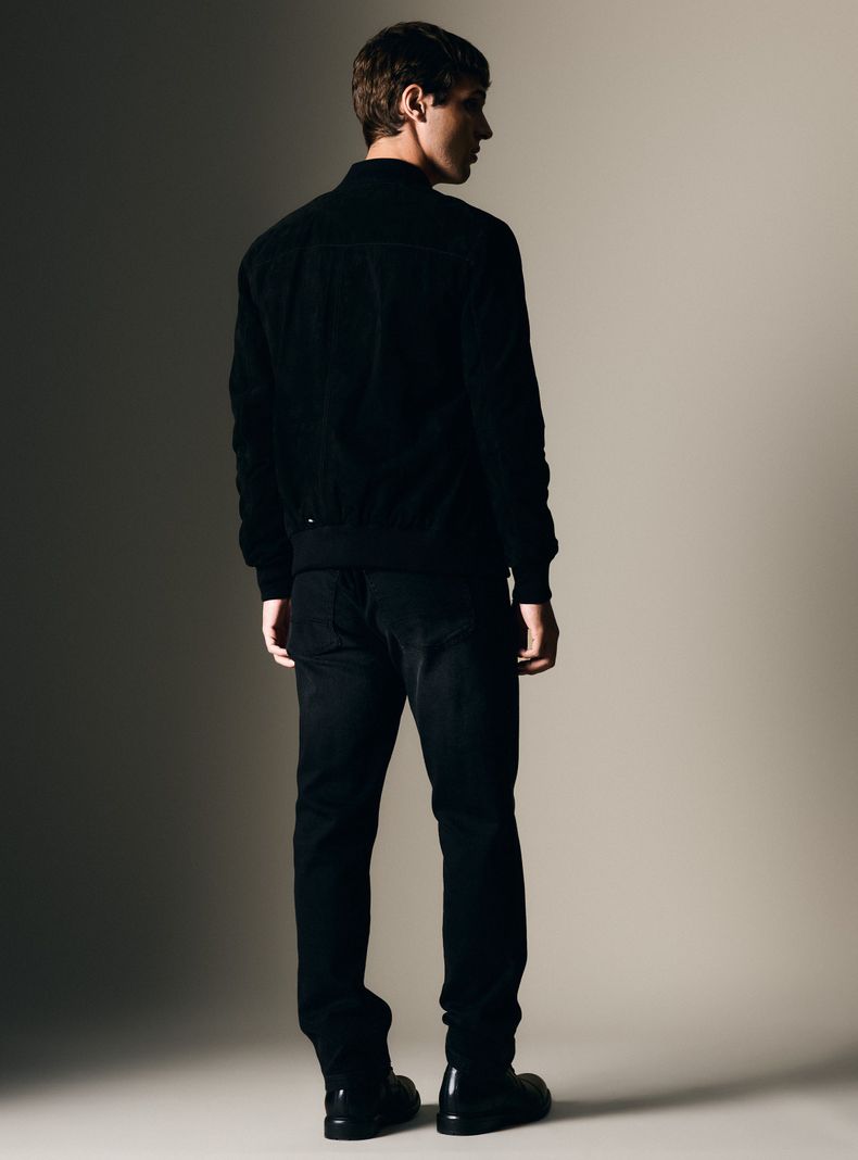 Chaqueta Bomber Cuero Gamuza-5