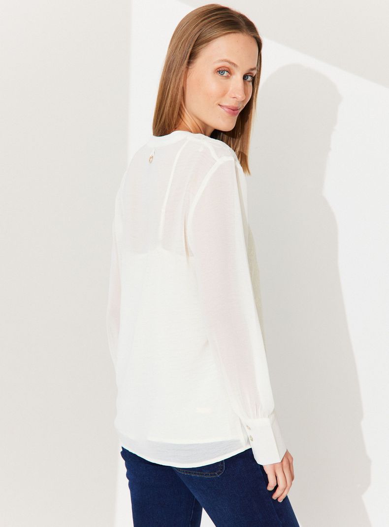 Blusa con Bordado a Tono y Forro de Polera-1