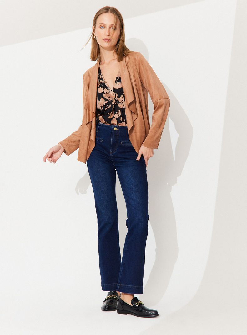 Chaqueta Efecto Gamuza Bolsillos con Cierre-4