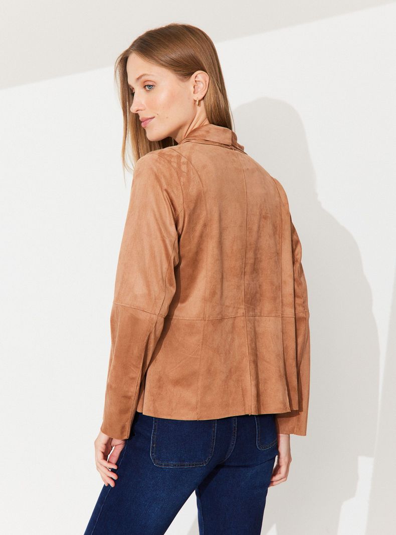 Chaqueta Efecto Gamuza Bolsillos con Cierre-1