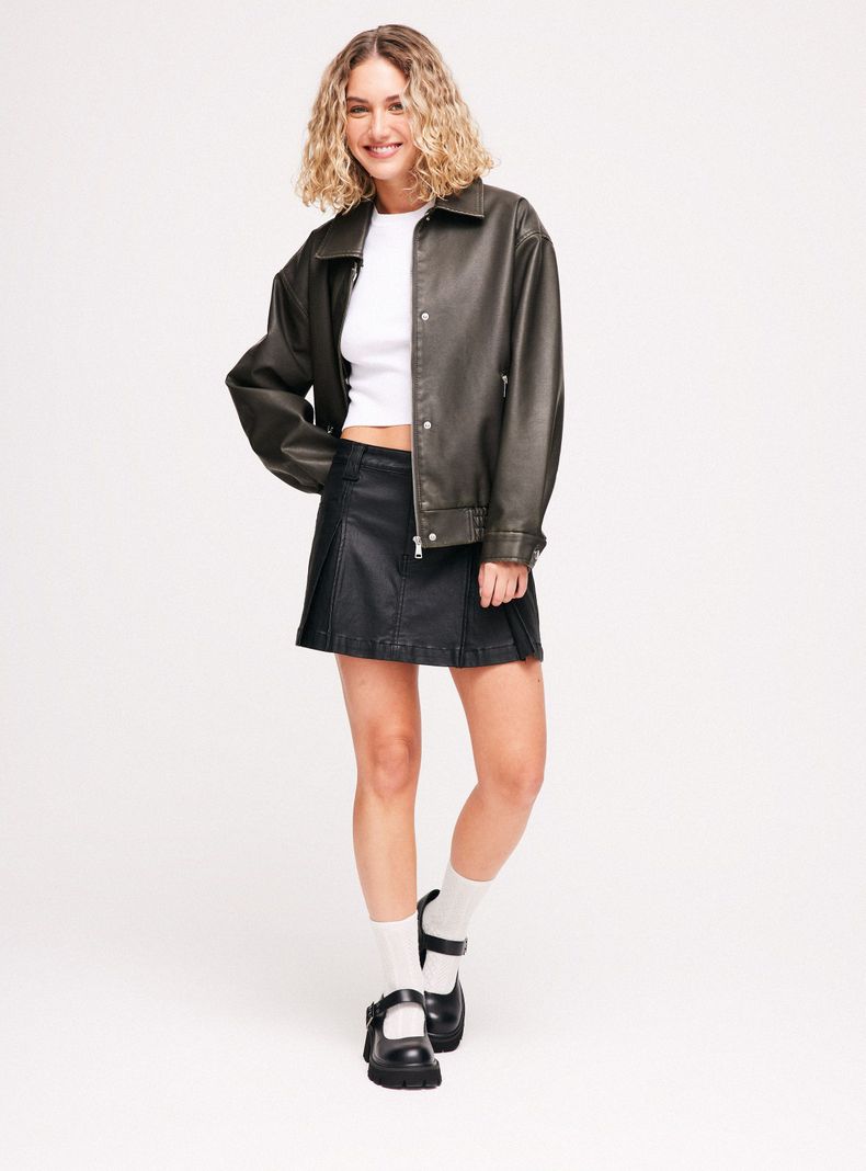 Chaqueta Bomber Efecto Piel-4