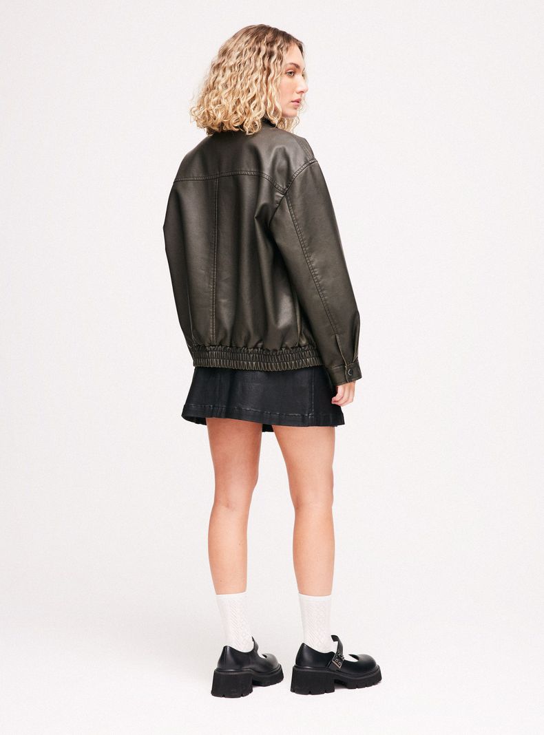 Chaqueta Bomber Efecto Piel-5
