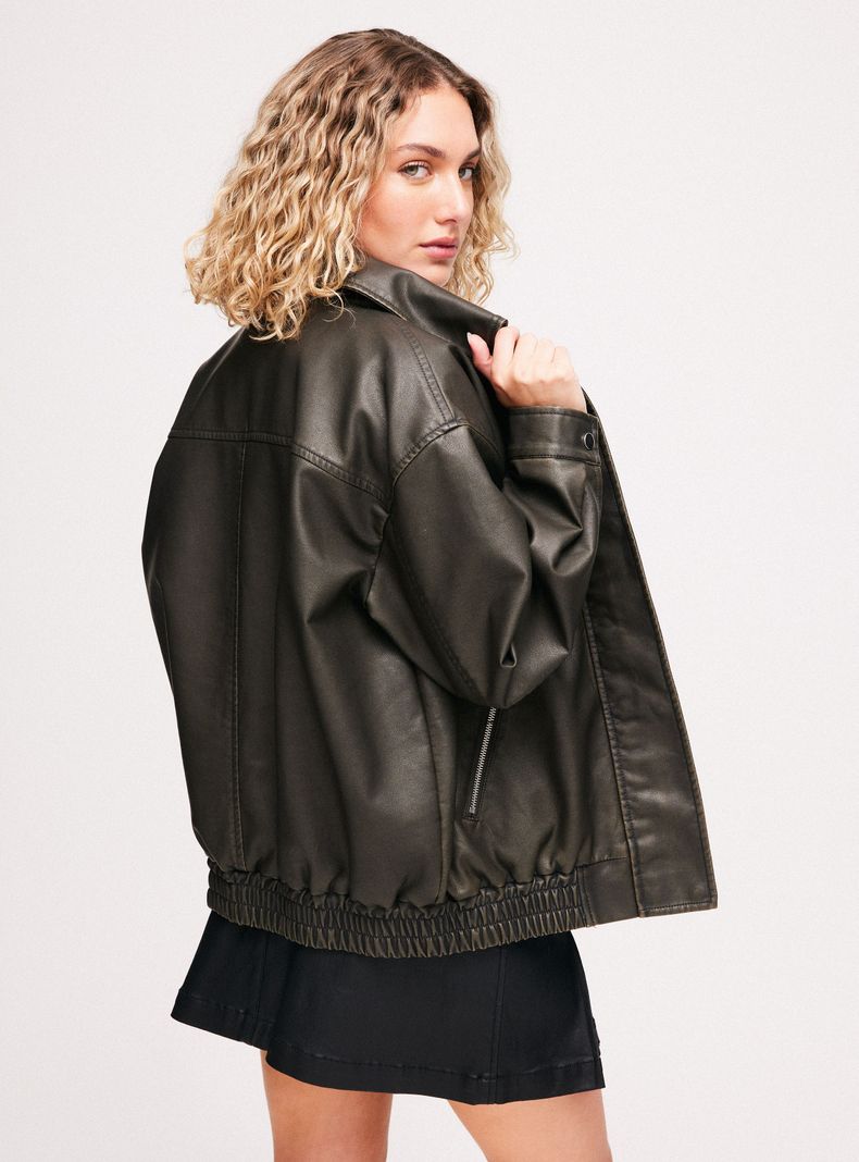 Chaqueta Bomber Efecto Piel-1