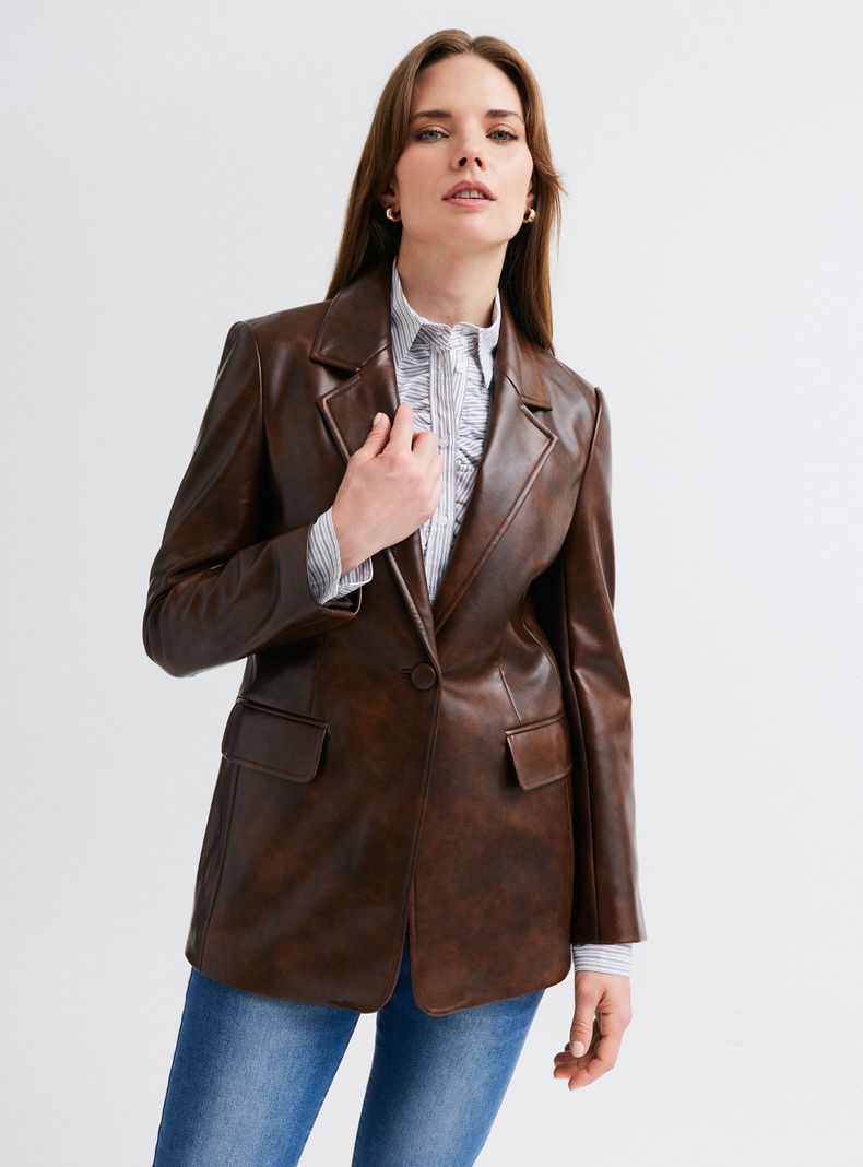 Blazer Efecto Cuero Engomado Team Polo-0