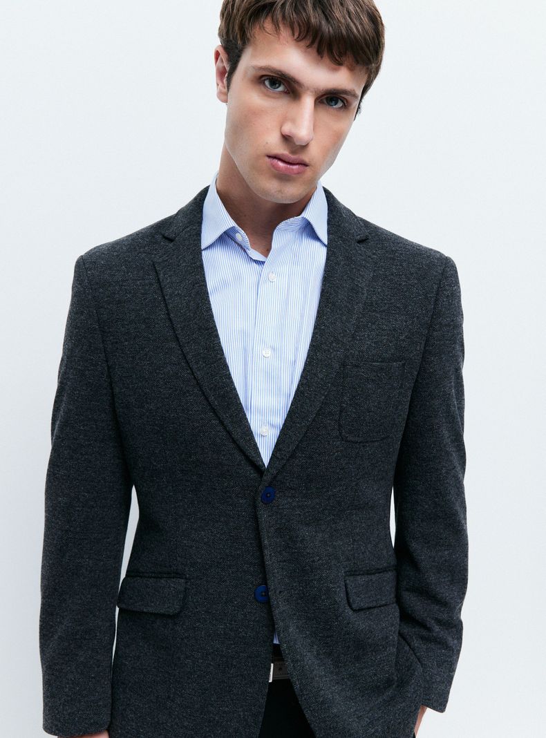 Vestón Recto Slim Fit Knit Texturado-2