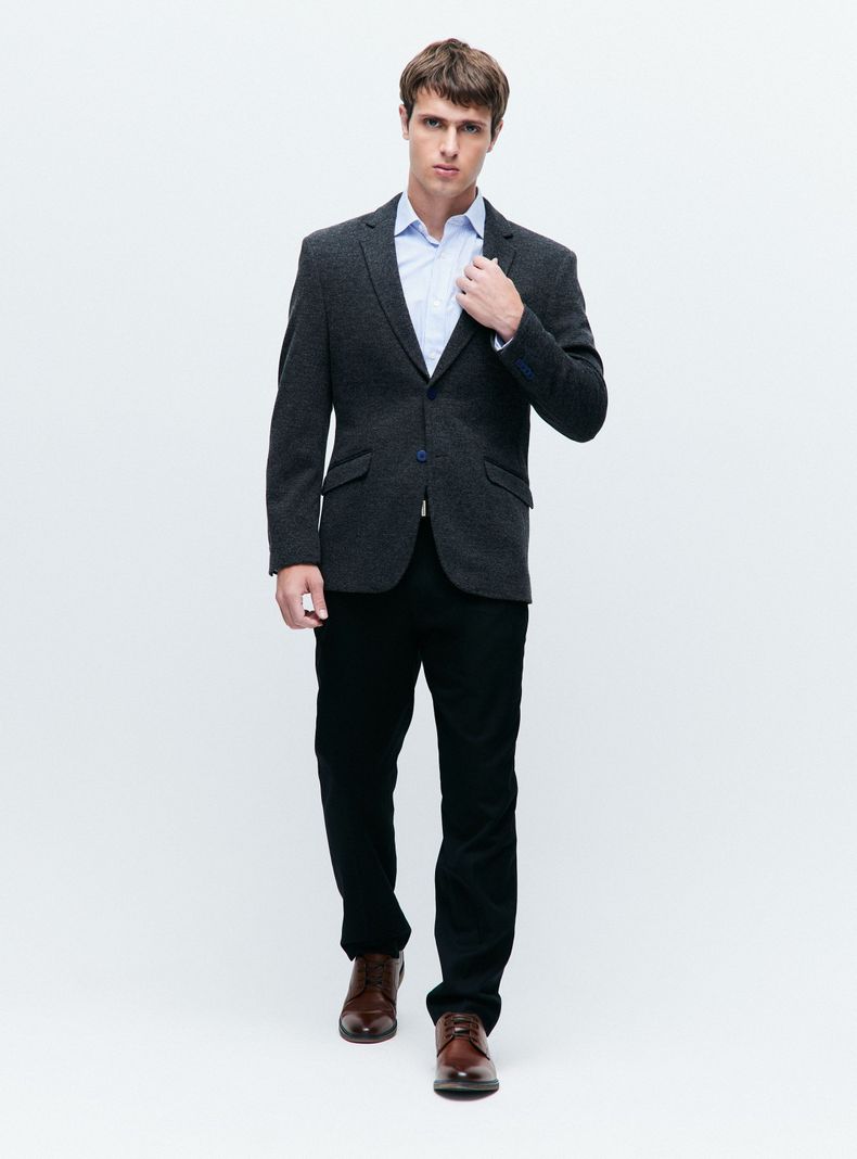 Vestón Recto Slim Fit Knit Texturado-4