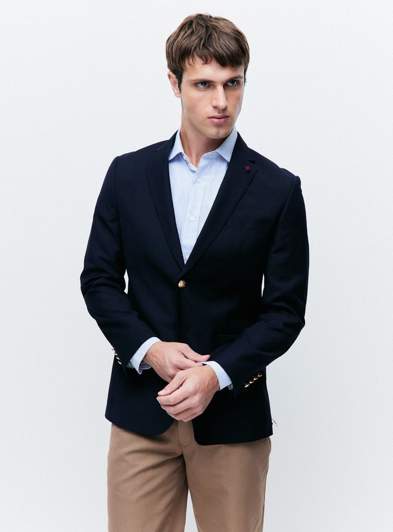 Vestón 100 % Lana Navy-0