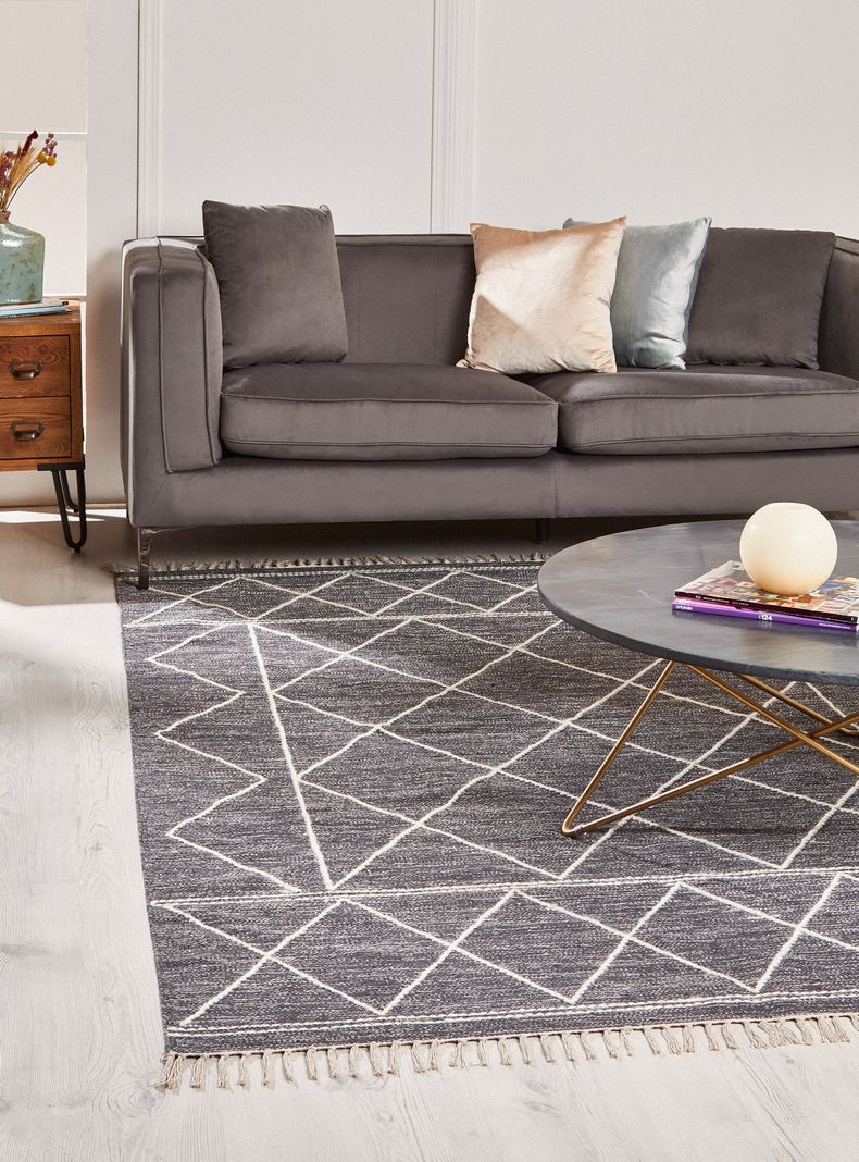 Alfombra 140 x 200 cm Woven Geo Anthracite D4-1