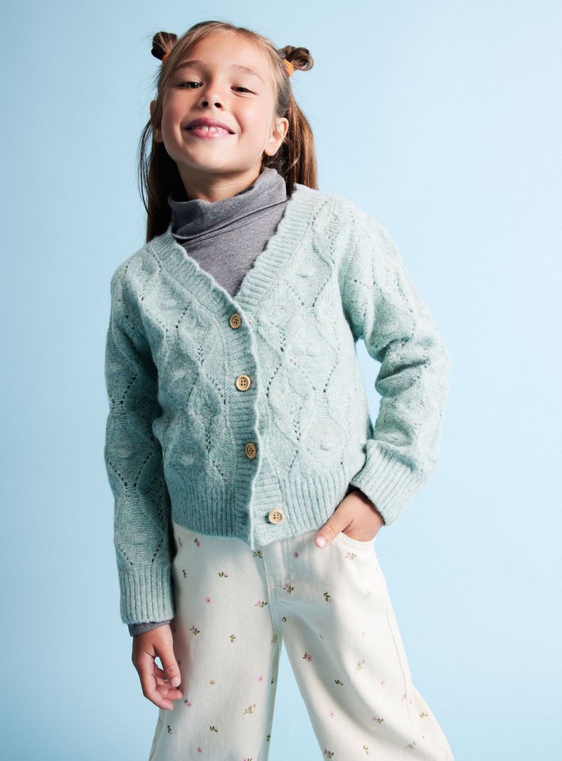 Chaleco Cardigan Tejido Trenzas-0
